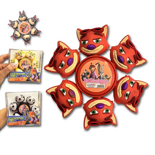 Marca Texto Fofo Spinner Zootopia 6 Cores