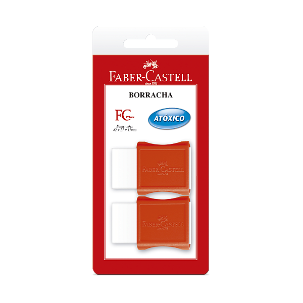 Conjunto 2 Borrachas Faber-Castell Capa Vermelha Cartela