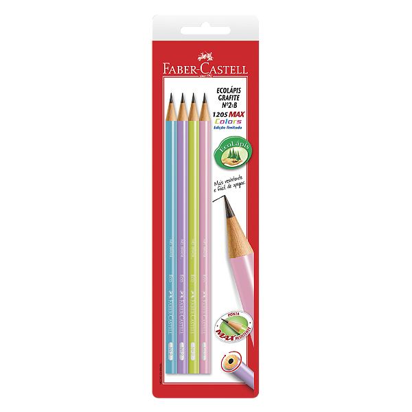 Cartela Ecolápis Faber-Castell HB n2 Colors 4 Unidades