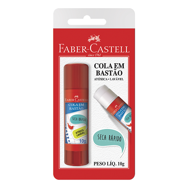 Cola Bastão Faber-Castell 10g Cartela Secagem Rápida Atóxica