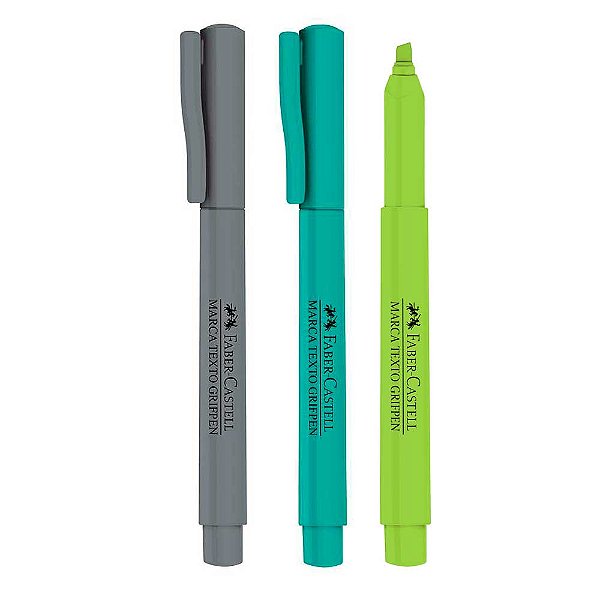 Marca Texto Faber-Castell Verde Folha Verde Água Cinza