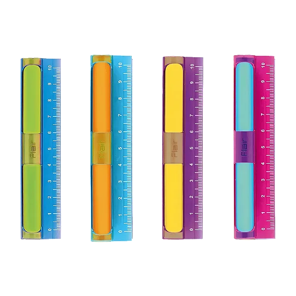 Régua e Borracha 2 em 1 Flair 10 Cm 4 Cores