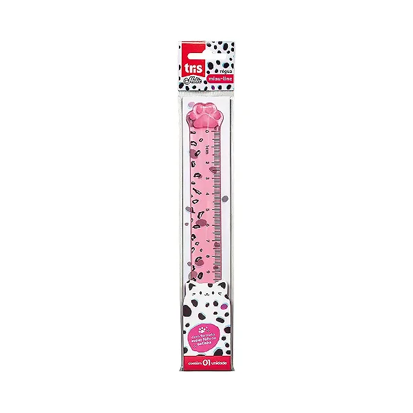 Régua Fofa 15 Cm Pets 2 Cores Miau-Line