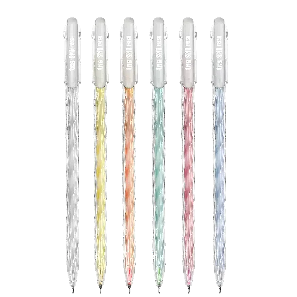 Caneta Gel Tris Spin Regular Escrita Fluida 6 Cores TRIS