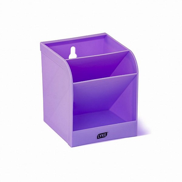 Organizador de Mesa Porta Canetas 3 Divisórias Lilás Lyke