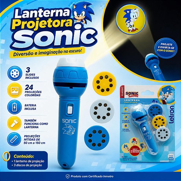 Lanterna Projetora Sonic Infantil Divertida
