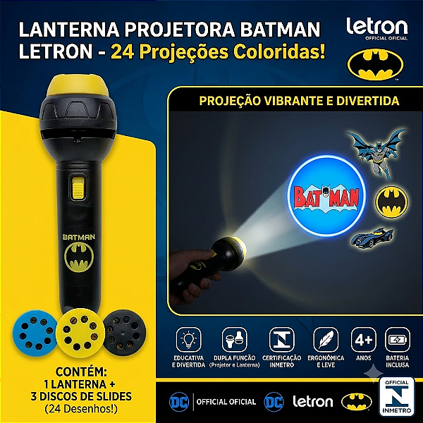 Lanterna Projetora Batman Infantil Divertida 24 Desenhos