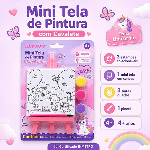 Mini Tela de Pintura Unicórnio 3 Modelos Infantil Menina Arte