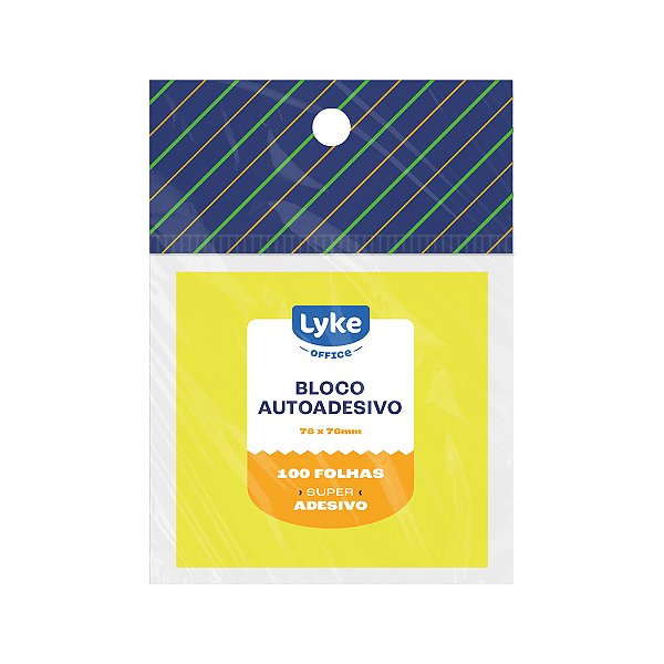 Bloco Adesivo Amarelo 100 Folhas 76x76mm Lyke