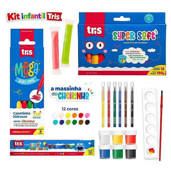 Kit Papelaria Brincar TRIS 24 Itens