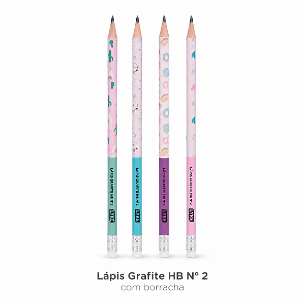 Lápis Grafite Pastel HB n2 Sextavado Lyke 4 Cores Sortidas