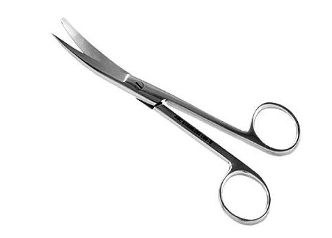 Tesoura Cirúrgica 14,5cm Fina/Romba Curva em Aço Inoxidável - Vital Gold