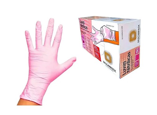Luva Nitrílica Rosa S/Pó C/100 Tam: M - Descarpack
