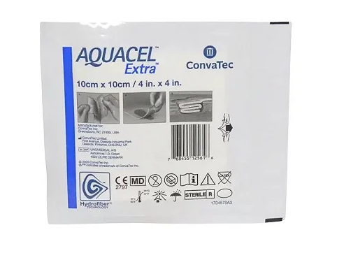Curativo Aquacel Extra / Hidrofibra sem Prata Estéril 10cm x 10cm Unidade - Convatec