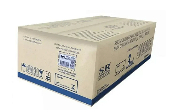 Seringa 3ml Bico Lock sem Agulha C/ 500 Unidades - SR