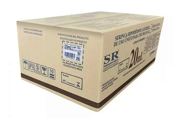 Seringa 20ml Bico Lock sem Agulha C/ 250 Unidades - SR
