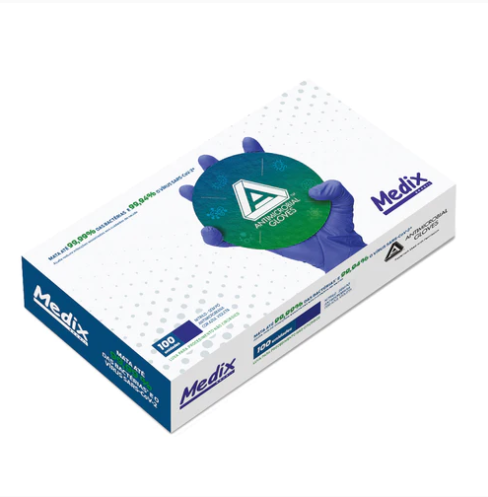 Luva Nitrílica Antimicrobiana AMG Violeta Tam: G C/ 100 Unidades - Medix