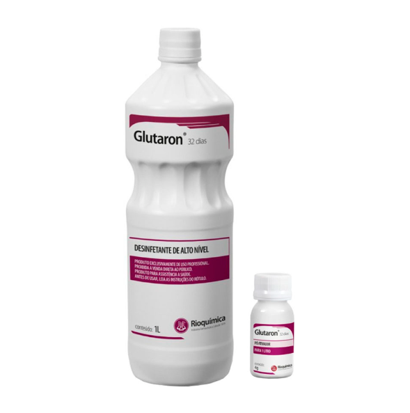 Desinfetante + Pó Ativador Glutaron 32 dias 1 Litro - Rioquímica