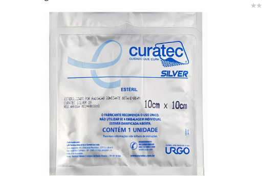 Curativo de Alginato de Cálcio e Prata 10cm x 10cm Silver IV - Curatec