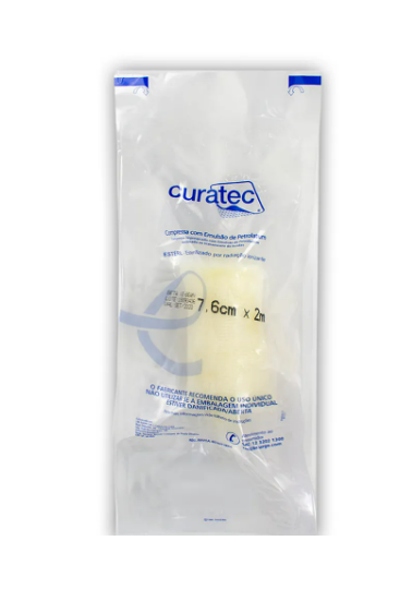 Curativo Compressa com Emulsão de Petrolatum 7,6cm x 2M - Curatec