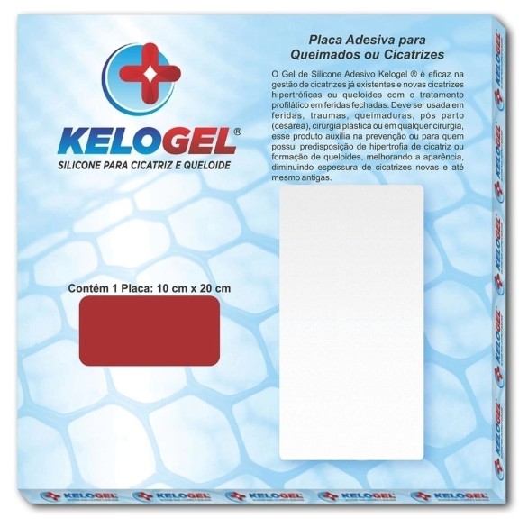 Placa em Silicone Cicatrizes e Queimados 10cm x 20cm Unidade - Kelogel