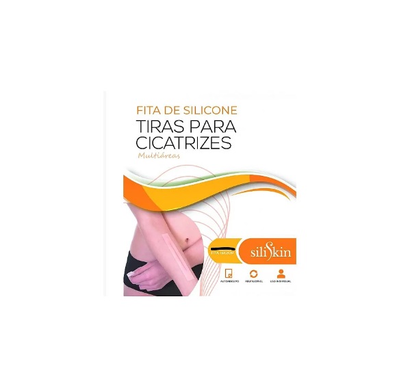Fita de Silcone P/ Cicatriz e Queloide 15cm x 2cm Com 4 Unidades - Siliskin