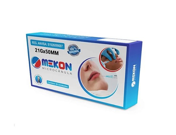 Microcânulas 21Gx50mm P/ Preenchimento Facial Cx 10 Unidades - Mekon