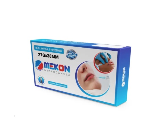 Microcânulas 27Gx38mm P/ Preenchimento Facial Cx 10 Unidades - Mekon