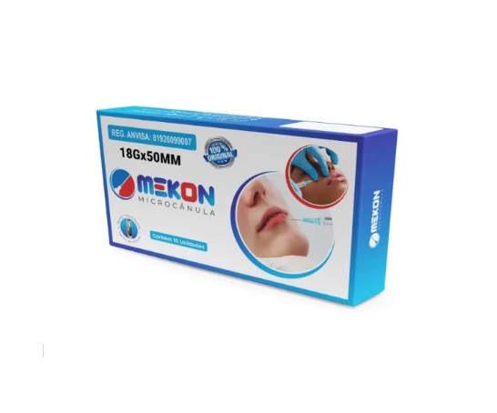 Microcânulas 18Gx50mm P/ Preenchimento Facial Cx 10 Unidades - Mekon