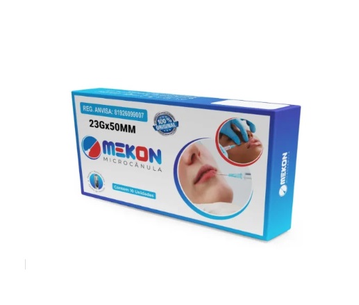 Microcânulas 23Gx50mm P/ Preenchimento Facial Cx 10 Unidades - Mekon