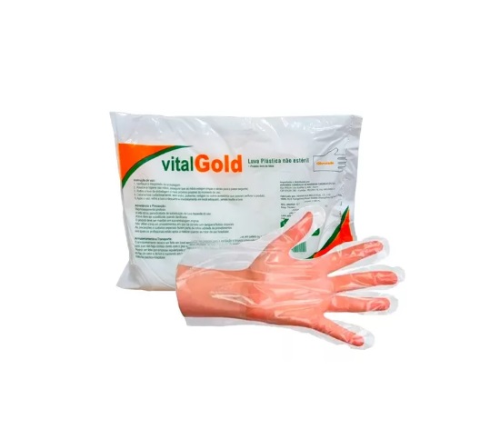 Luva Plástica Não Estéril C/ 100 Unidades - Vital Gold