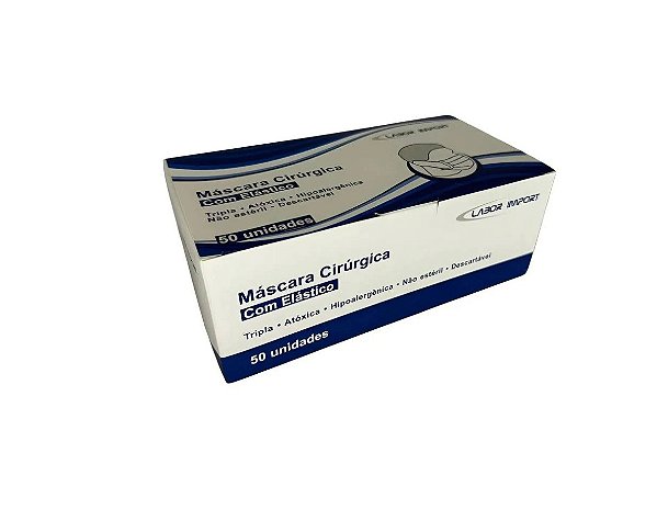 Máscara Cirúrgica Tripla Proteção C/ 50 Unidades Hipoalergênica - Labor Import