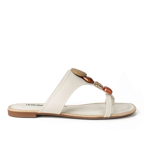 Rasteira Dakota Pedraria  Branco