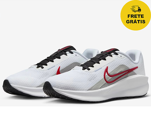 - Tênis Nike Downshifter 13 Branco/Preto/Vermelho