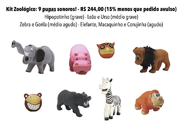 Kit de pupas - Zoológico (9 puppets sonoros!)