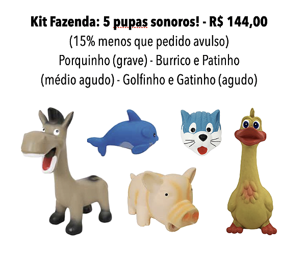 Kit de pupas Fazenda - 5 puppets sonoros!
