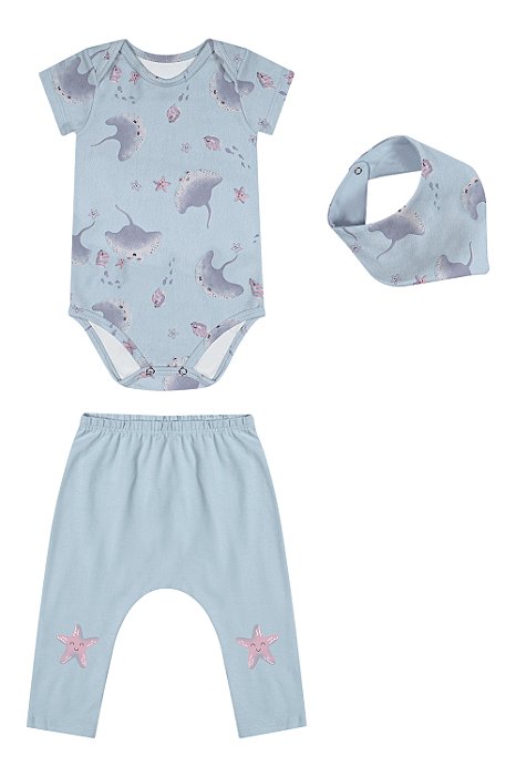 Conjunto Azul Fundo Do Mar com 3 peças