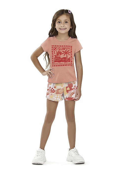 Conjunto Laranja Candy Com Blusa e Short