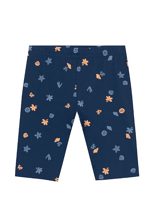 Bermuda Ciclista Azul Marinho Estampada