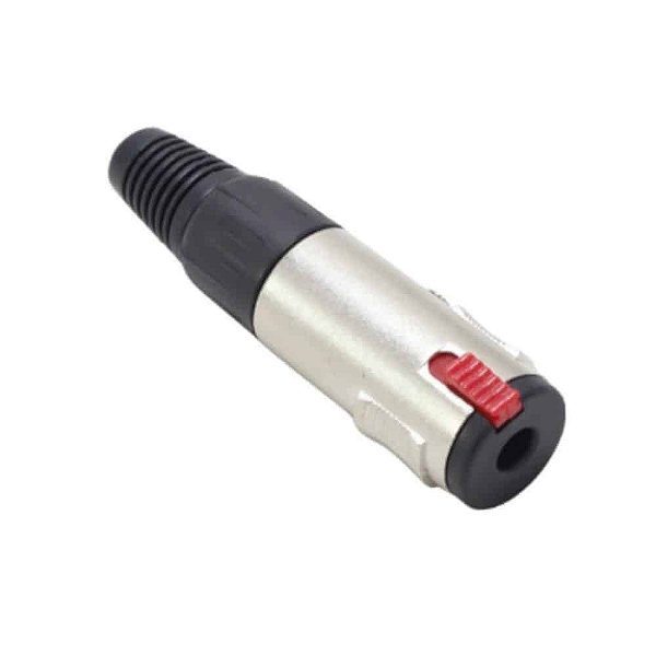 Conector Plug P10 Stereo Fêmea Para Cabo com Trava