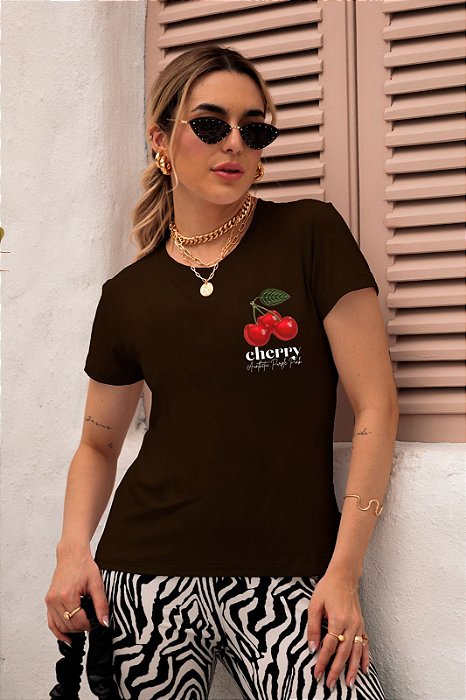 T-SHIRT CHERRY AUTHENTIC DTF CHOCOLATE