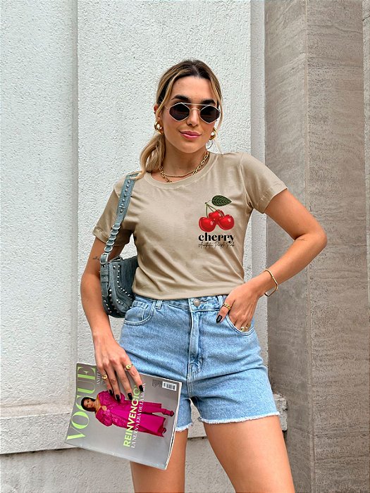 T-SHIRT CHERRY AUTHENTIC DTF BEGE
