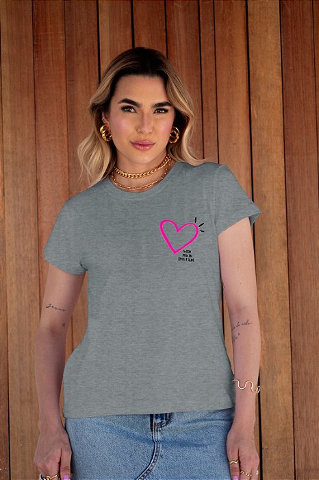 T-SHIRT CORAÇÃO WITH DTF CINZA