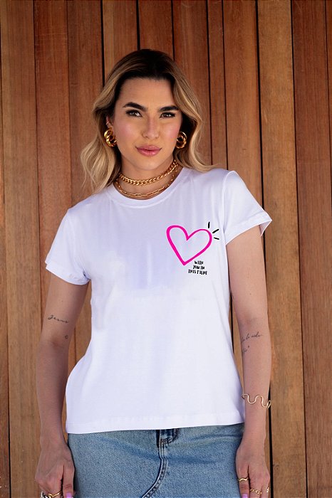 T-SHIRT CORAÇÃO WITH DTF BRANCO