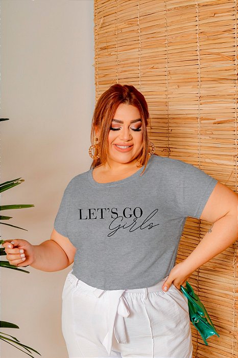 T-SHIRT PLUS SIZE CORAÇÃO WITH DTF CINZA