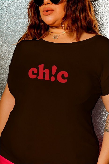 T-SHIRT PLUS SIZE CHIC DTF CHOCOLATE