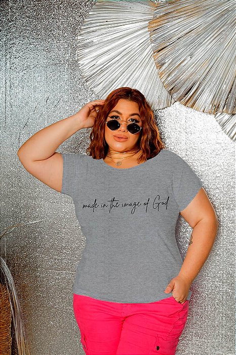 T-SHIRT PLUS SIZE IMAGE OF GOD DTF CINZA
