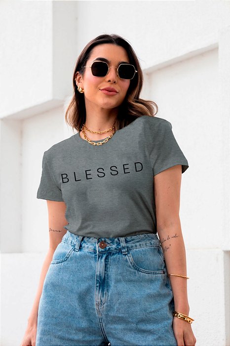 T-SHIRT BLESSED DTF CINZA