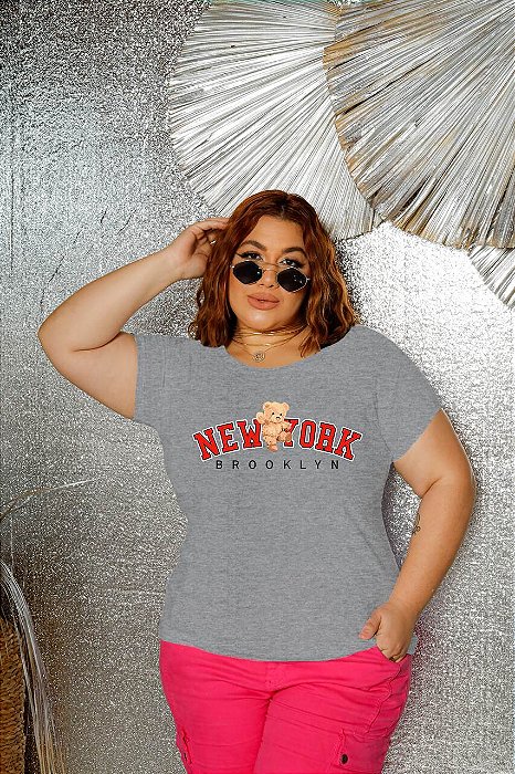 T-SHIRT PLUS SIZE URSO NEW YORK DTF CINZA XG