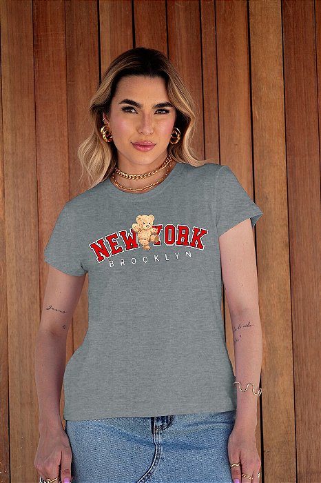 T-SHIRT URSO NEW YORK DTF CINZA